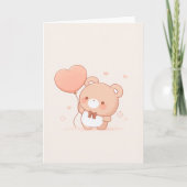 かわいいハート風船クマのグリーティングカード カード (正面)