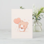 かわいいハート風船クマのグリーティングカード サンキューカード (スタンド正面)