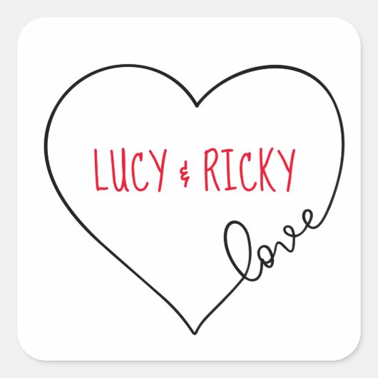 かわいいハート スクエアシール (正面)