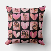 かわいいハート&フォトピンク&ブラックキープサケ クッション (正面)