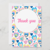 かわいいハート。フラットな感謝カード サンキューカード (正面)