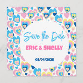 かわいいハート。フラットな感謝カード 招待状 (正面/裏面)