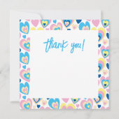 かわいいハート。フラットな感謝カード 招待状 (裏面)