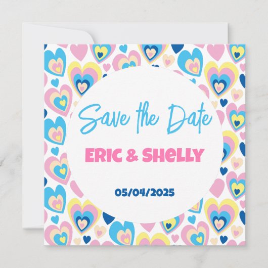 かわいいハート。フラットな感謝カード 招待状 (正面)