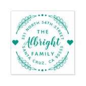 かわいいハート&リースファミリーネーム差出人住所 セルフインキングスタンプ (デザイン)