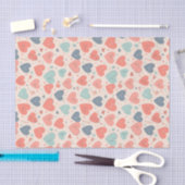 かわいいハート レトロカラー ラブパターン バレンタインデー 薄葉紙 (クラフト)