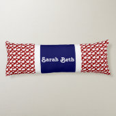 かわいいハート、赤と青、名前を追加 ボディピロー (裏面)