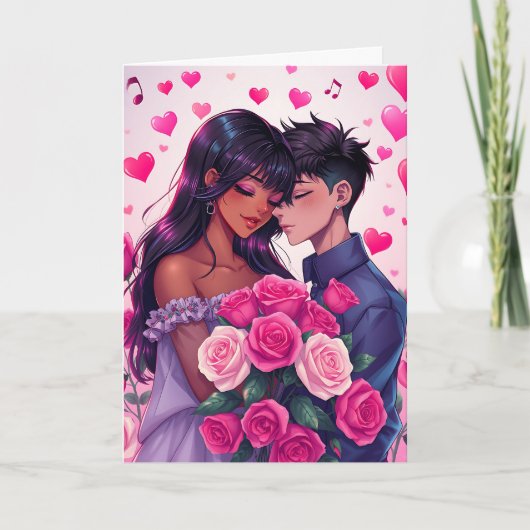 かわいいハーフアニメバレンタインデー カード (正面)