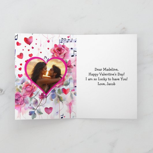 かわいいハーフアニメバレンタインデー カード (内部)