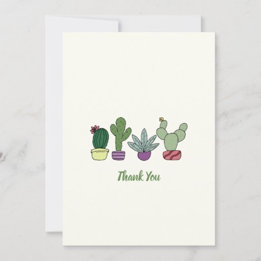 かわいいハーブ鉢植えの感謝カード サンキューカード (正面)