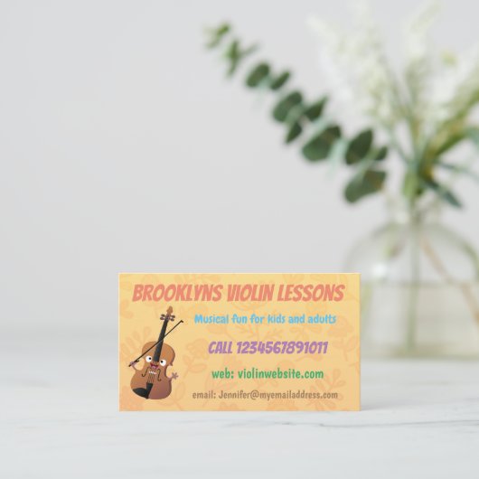 かわいいバイオリンのレッスン先生漫画 名刺 (スタンド正面)