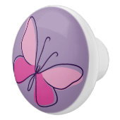 かわいいバイオレットピンクの蝶の落書き セラミックノブ (右)