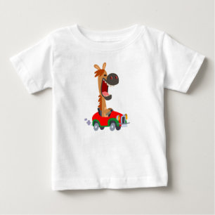 かわいいバイク乗り馬の赤ちゃんTシャツ ベビーTシャツ