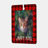 かわいいバイソン柄のハート カスタム猫 ペット クリスマス メタルオーナメント (正面左)