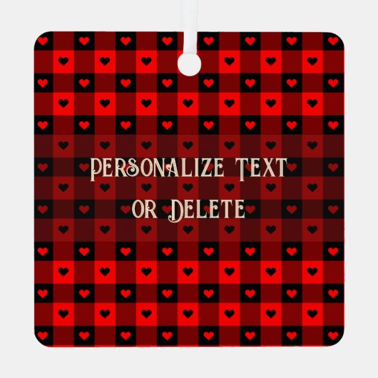 かわいいバイソン柄のハート カスタム猫 ペット クリスマス メタルオーナメント (裏面)