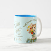 かわいいバイブル聖なる書物、 経典マグマウス花ブルーアクア ツートーンマグカップ (正面右)