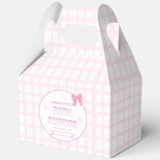 かわいいバウパステルピンクジンガムベビーシャワーゲーブルー フェイバーボックス (正面)