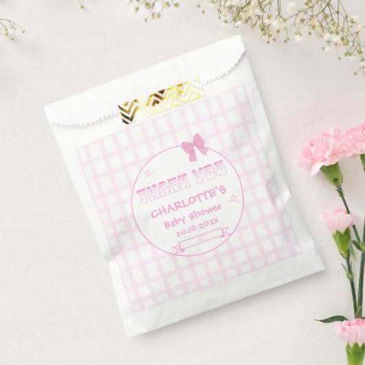かわいいバウパステルピンクジンガムベビーシャワー フェイバーバッグ (封をした状態)