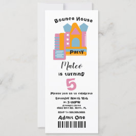 かわいいバウンスハウス誕生日チケットスタイルの招待状 招待状