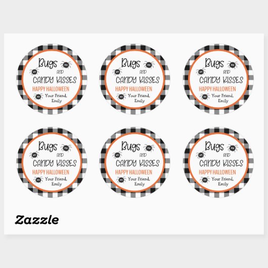 かわいいバグとキスハローウィンパーティの好意子供へ ラウンドシール (シート)
