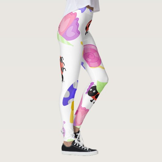 かわいいバグ自然パターンレギンス女子ユニーク レギンス (右)