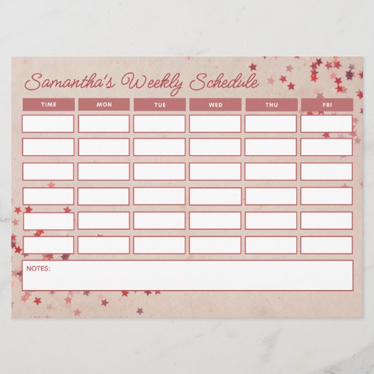 かわいいバジェットガーリーピンクスターズ週間クラススケジュール (正面)