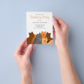 かわいいバジェット猫の誕生日パーティーの招待状 チラシ (手)