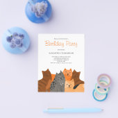 かわいいバジェット猫の誕生日パーティーの招待状 チラシ (シングル)