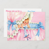 かわいいバジェット赤ちゃんシャワー招待状 インビテーションポストカード (正面/裏面)