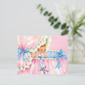 かわいいバジェット赤ちゃんシャワー招待状 インビテーションポストカード (スタンド正面)