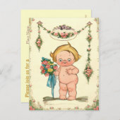 かわいいバジェット赤ちゃんシャワー招待状 インビテーションポストカード (正面/裏面)