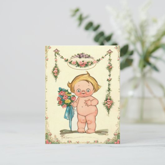 かわいいバジェット赤ちゃんシャワー招待状 インビテーションポストカード (スタンド正面)