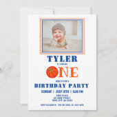 かわいいバスケットボールの写真1歳の誕生日 招待状 (正面)