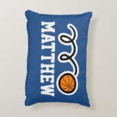 かわいいバスケットボールの球が付いているパーソナライズな子供の枕 アクセントクッション (裏面(縦))
