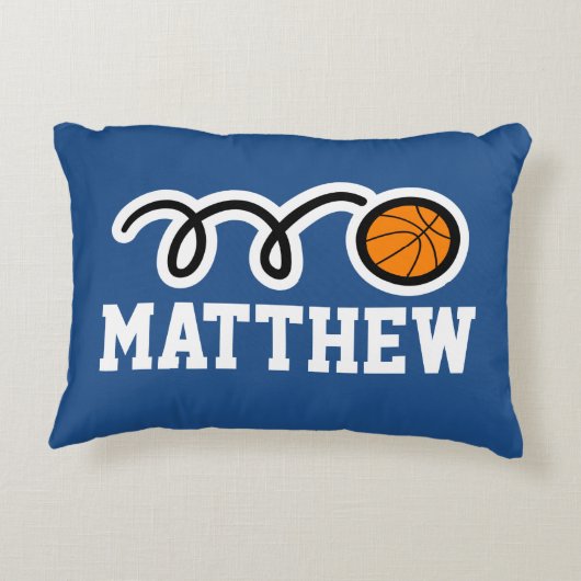 かわいいバスケットボールの球が付いているパーソナライズな子供の枕 アクセントクッション (裏面)