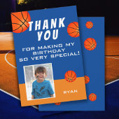 かわいいバスケットボール子供の誕生日写真 サンキューカード