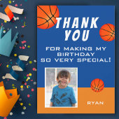 かわいいバスケットボール子供の誕生日写真 サンキューカード