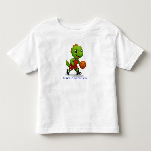 かわいいバスケットボール恐竜Tシャツ 幼児用 トドラーTシャツ (正面)