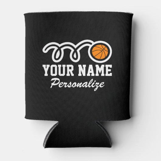 かわいいバスケットボール漫画名前をカスタムする誕生日ギフト 缶クーラー (正面)