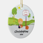 かわいいバスケットボール選手のスポーツのクリスマスのオーナメント セラミックオーナメント (右)