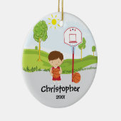 かわいいバスケットボール選手のスポーツのクリスマスのオーナメント セラミックオーナメント (右)