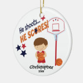 かわいいバスケットボール選手スポーツクリスマスオーナメント セラミックオーナメント (左)
