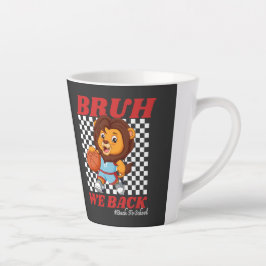 かわいいバスケットボール ライオン BRUH WE BACK バックトゥスクール カフェラテマグ
