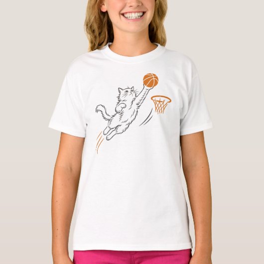 かわいいバスケ猫 Tシャツ (正面)