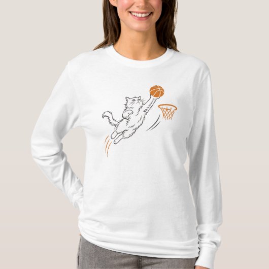 かわいいバスケ猫 Tシャツ (正面)