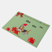 かわいいバスセットハウンドクリスマスウェルカムマット ドアマット (アングル)