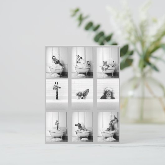 かわいいバスタブの動物たち ポストカード (スタンド正面)
