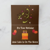 かわいいバセットハウンドおもしろいン誕生日カードとケーキ カード (内部)