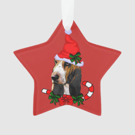 かわいいバセットハウンドのクリスマス オーナメント