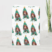 かわいいバセットハウンドの犬のパターンがクリスマス シーズンカード (裏面)